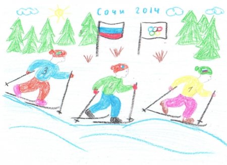 Лыжник рисунок