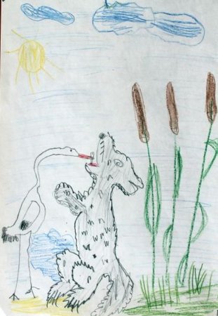 Иллюстрация к басне волк и журавль