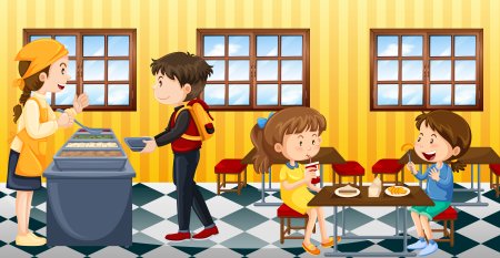 Школьная столовая мультяшная