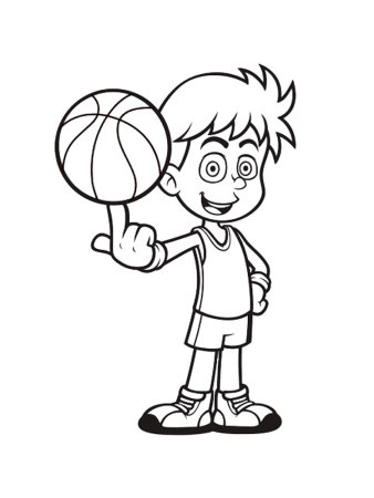 Мальчик с мячом раскраска для детей