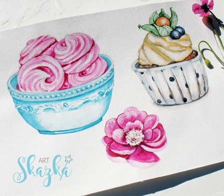 Зефир акварельный рисунок