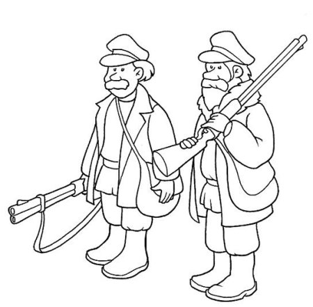 Охотник раскраска для детей