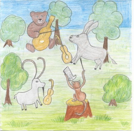 Рисунки к басне квартет детские