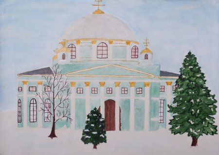 Курск Преображенский храм рисунок