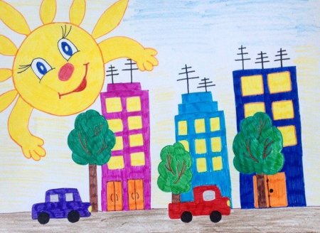 Детские рисунки города