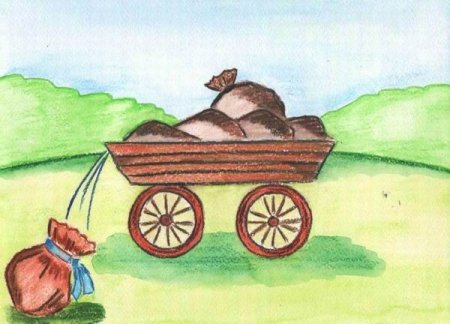 Телега с мешками