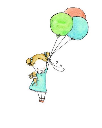 Девочка с шариками акварель