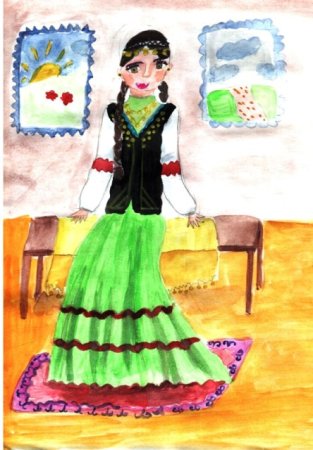 Башкирский национальный костюм рисование