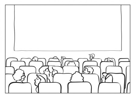Кинотеатр раскраска для детей