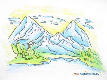 Горы детский рисунок