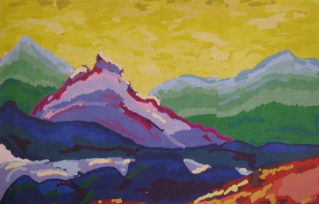 Горы красками для детей