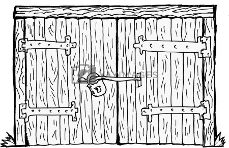 Деревянные ворота раскраска