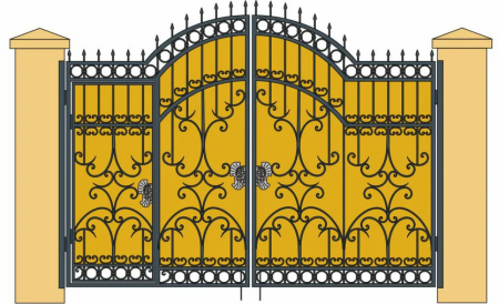 Ворота и калитка золотого цвета