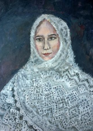 Женщина в пуховом платке