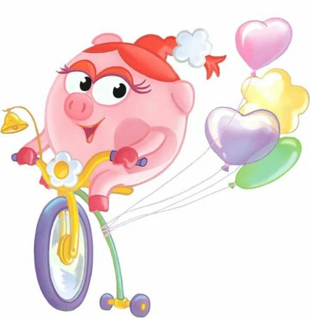 Смешарики Нюша на велосипеде