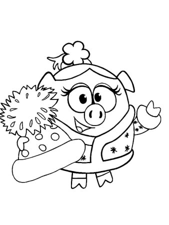 Раскраски Смешарики новый год