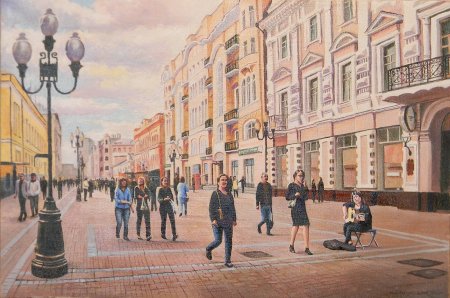 Люди в городе живопись