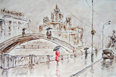 Монохромная живопись город