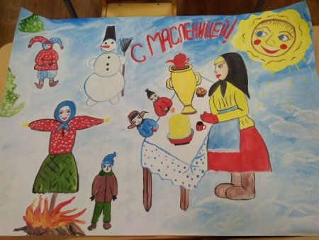 Рисунки на Масленицу в детском саду
