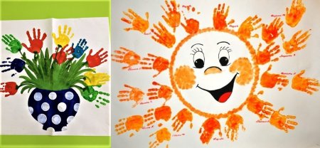 Рисование ладошками солнышко