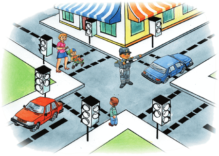 Регулировщик на перекрестке