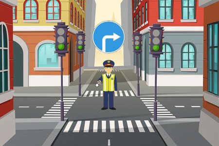 Регулировщик на перекрестке