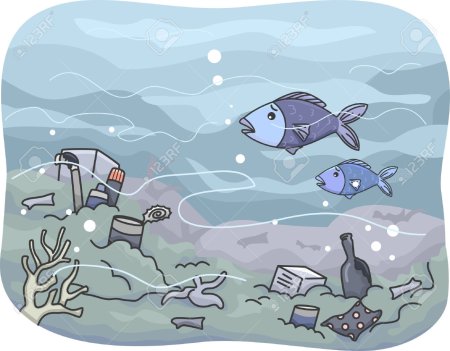 Мультяшный мусор в воде