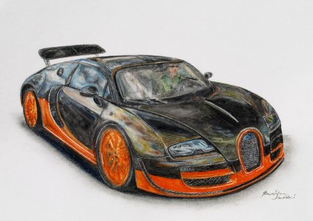 Бугатти Вейрон карандашом