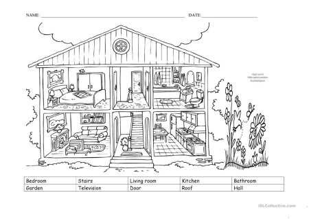 Дом в разрезе с комнатами