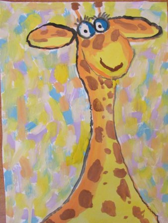 Жираф гуашью для детей