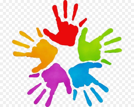 Разноцветные ладошки на прозрачном фоне