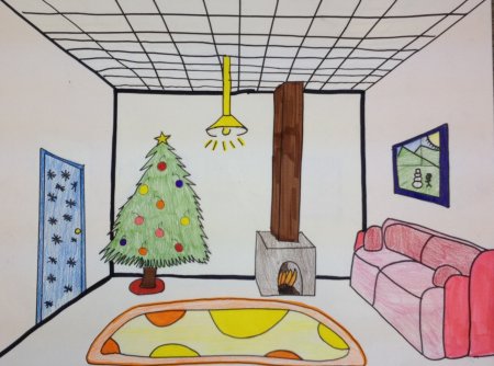 Новогодняя комната для срисовывания