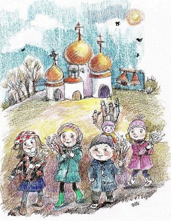Вербное воскресенье детский рисунок