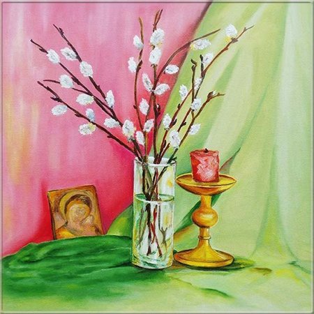 Натюрморт с вербой для детей