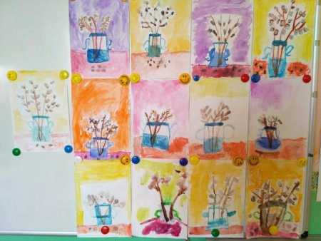 Детский рисунок на тему Вербное воскресенье