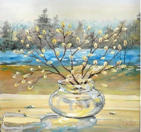 Рисование ветка вербы старшая группа