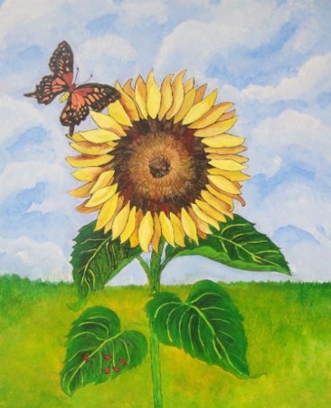 Подсолнухи гуашью