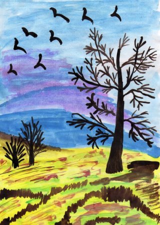 Иллюстрация птицы улетают в теплые края