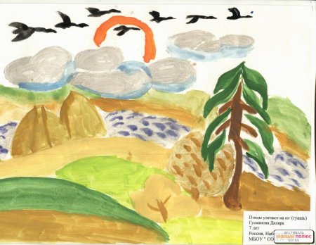 Раскраска птицы улетают на Юг