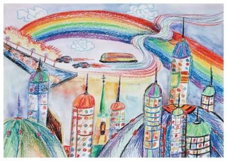 Город будущего рисунок для детей