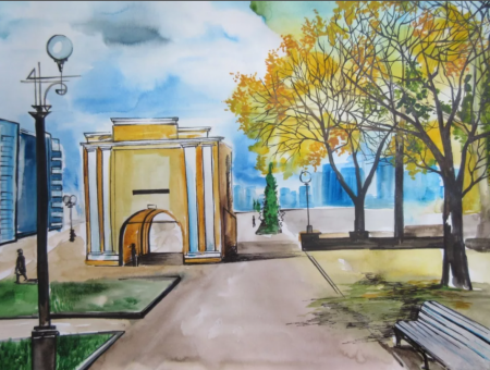 Тарские ворота Омск рисунок