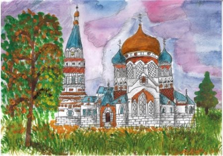 Храм детский рисунок старый Оскол