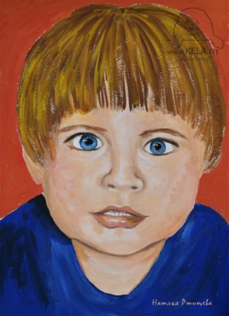 Портрет ребенка гуашью