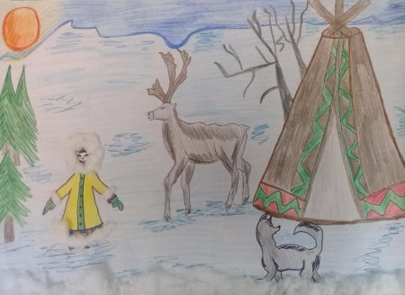 Тундра рисунок карандашом