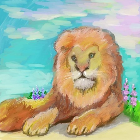 Львёнок цветными карандашами