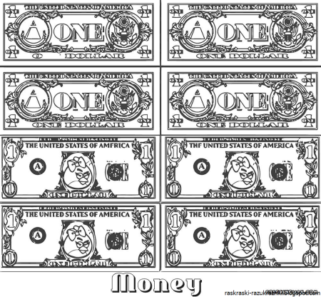 Раскраска деньги