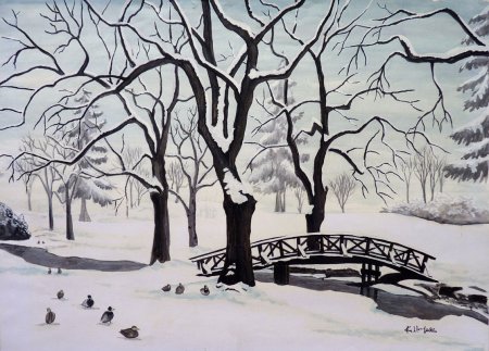 Зимний пейзаж в графике