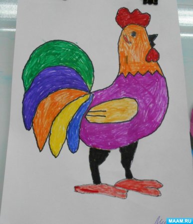 Рисование петушок золотой гребешок