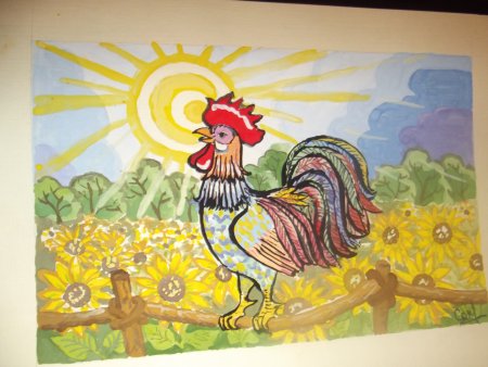 Панно золотой петушок