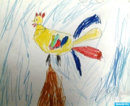 Золотой петушок рисование в подготовительной
